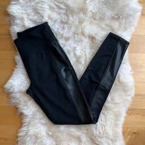 Athleta black faux leather accent legging, size SP